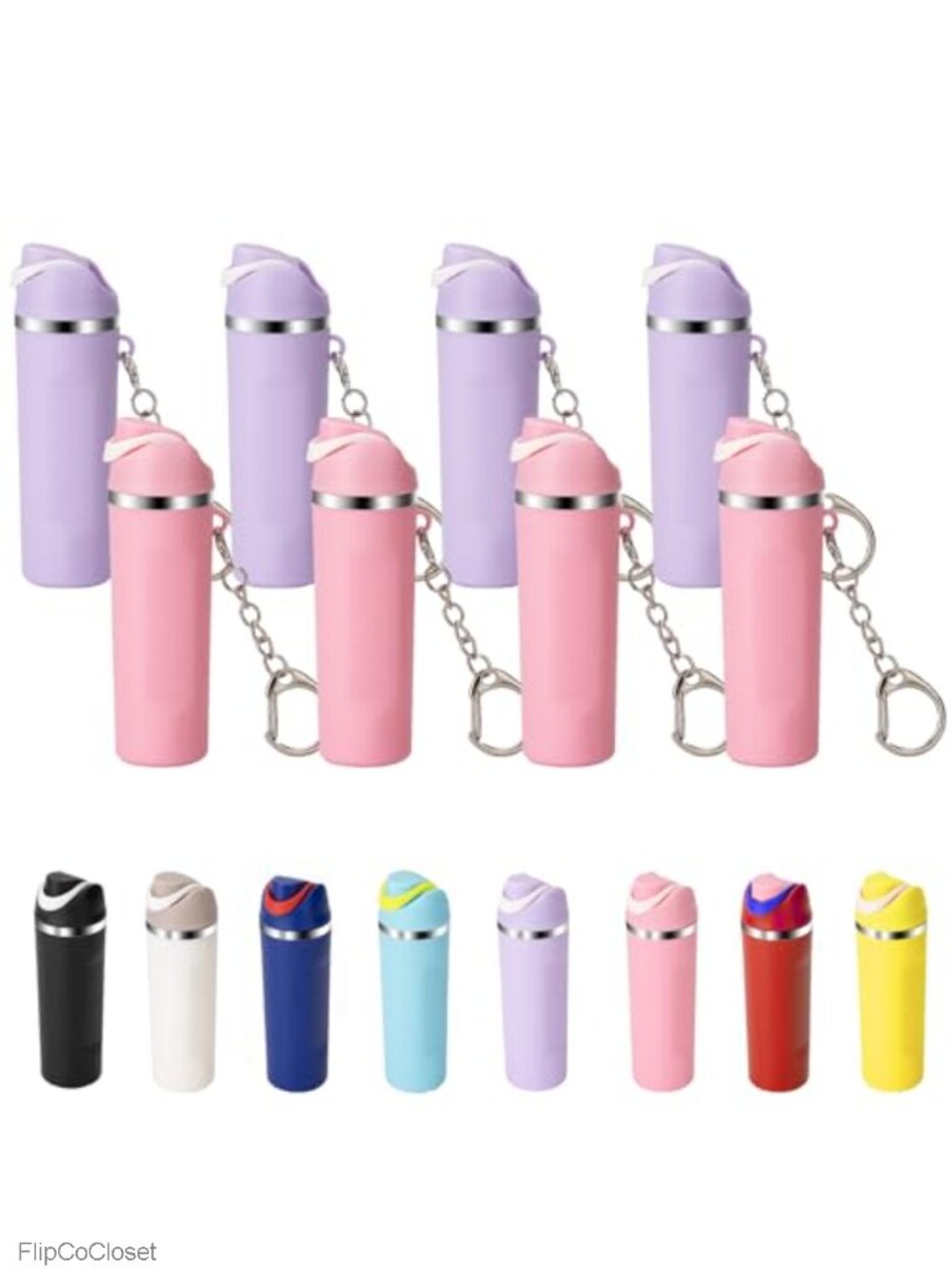 Set of 8 Mini Owala Style Lip Balm Holder Keychains